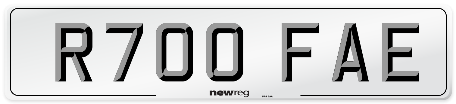 R700 FAE Number Plate from New Reg